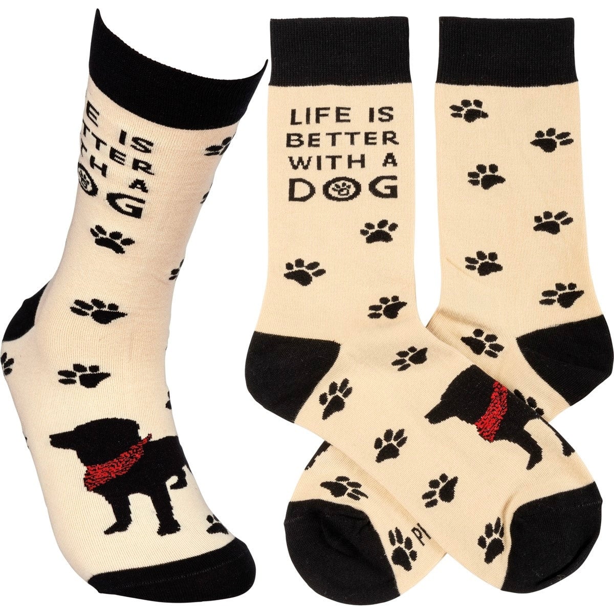 “Life is better with a dog” people socks